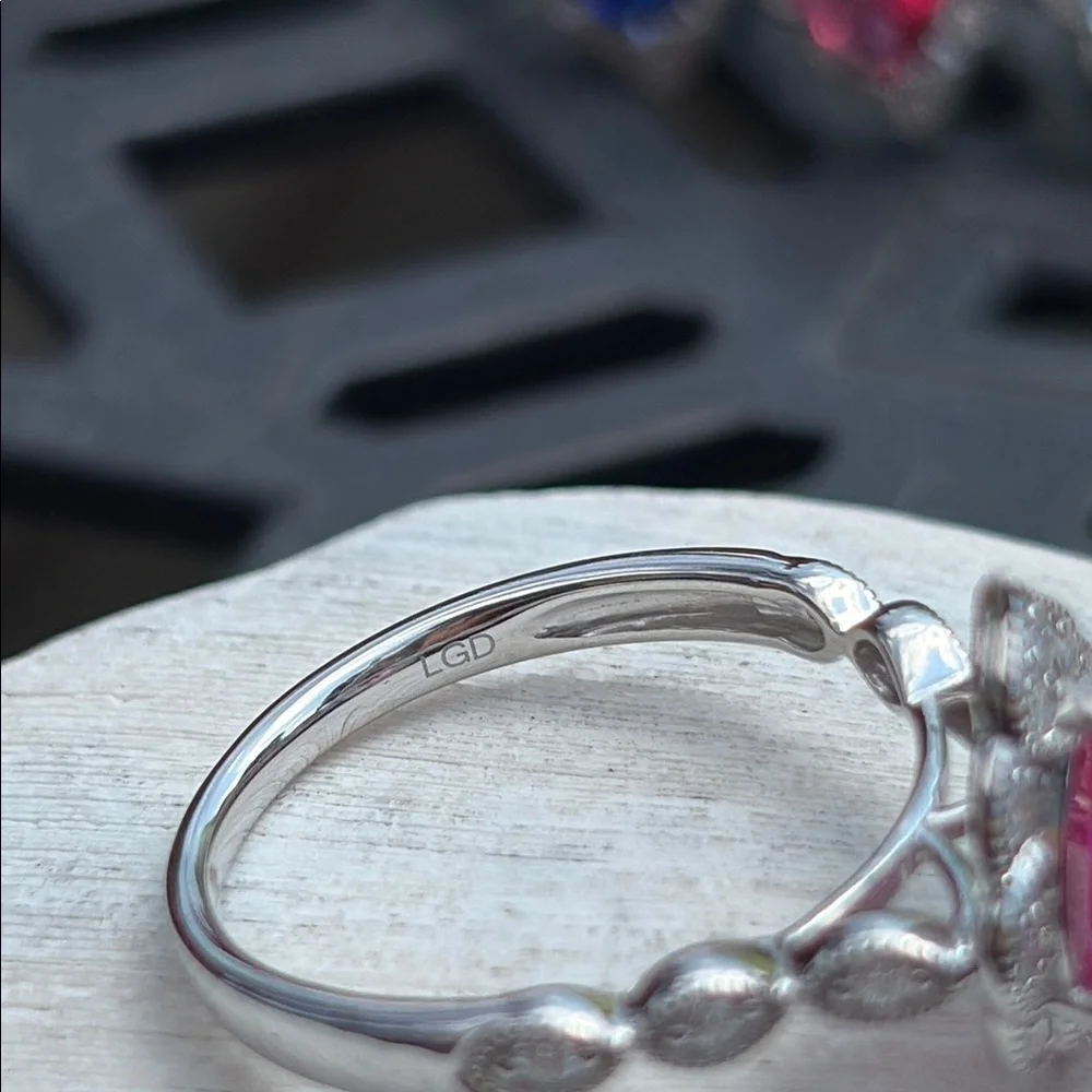 Pear Cut 1.25 tcw Genuine Ruby & Diamond Ring Sterling Silver Size 7 - Picture 10 of 14